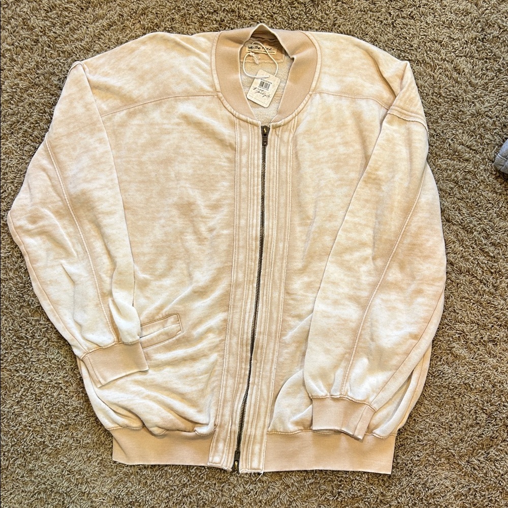 NEW Free People Nomadic Desert Robby Bomber slouchy zipper sweatshirt jacket